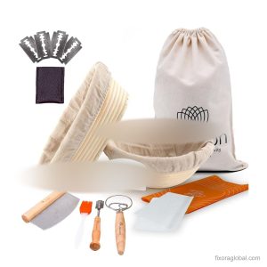 Sourdough Bread Baking Set – 10-Piece Proofing Basket Kit with Bowl Scraper, Bread Lame, Whisk & Linen Liner Bag